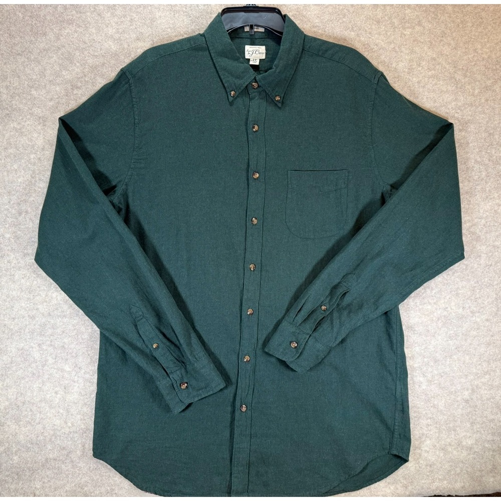 J. Crew Brushed Twill Shirt LT‎ Green Classic Fit Long Sleeve Button Down